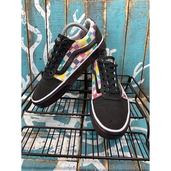 VANS Old Skool Checkered Skate Shoe 500714 Rainbow Multi Color Sz 6.5 Modified - Picture 2 of 10